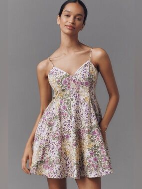 Maeve Lace-Trim Sweetheart Mini Dress | Size Small